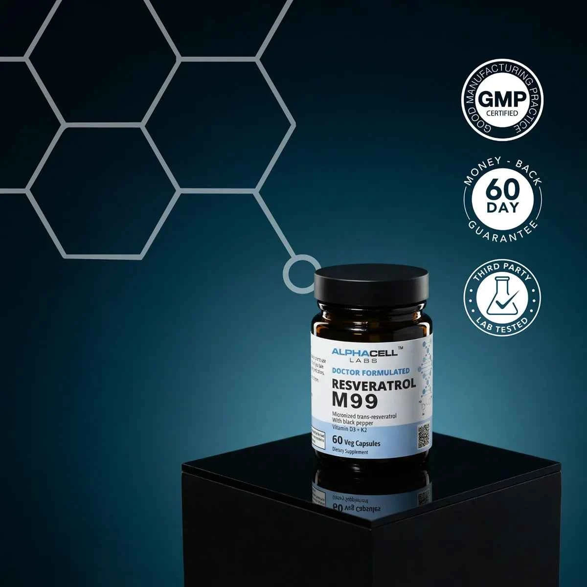 Micronized Resveratrol (99% Pure) Transresveratrol, With Black Pepper, D3 and K2