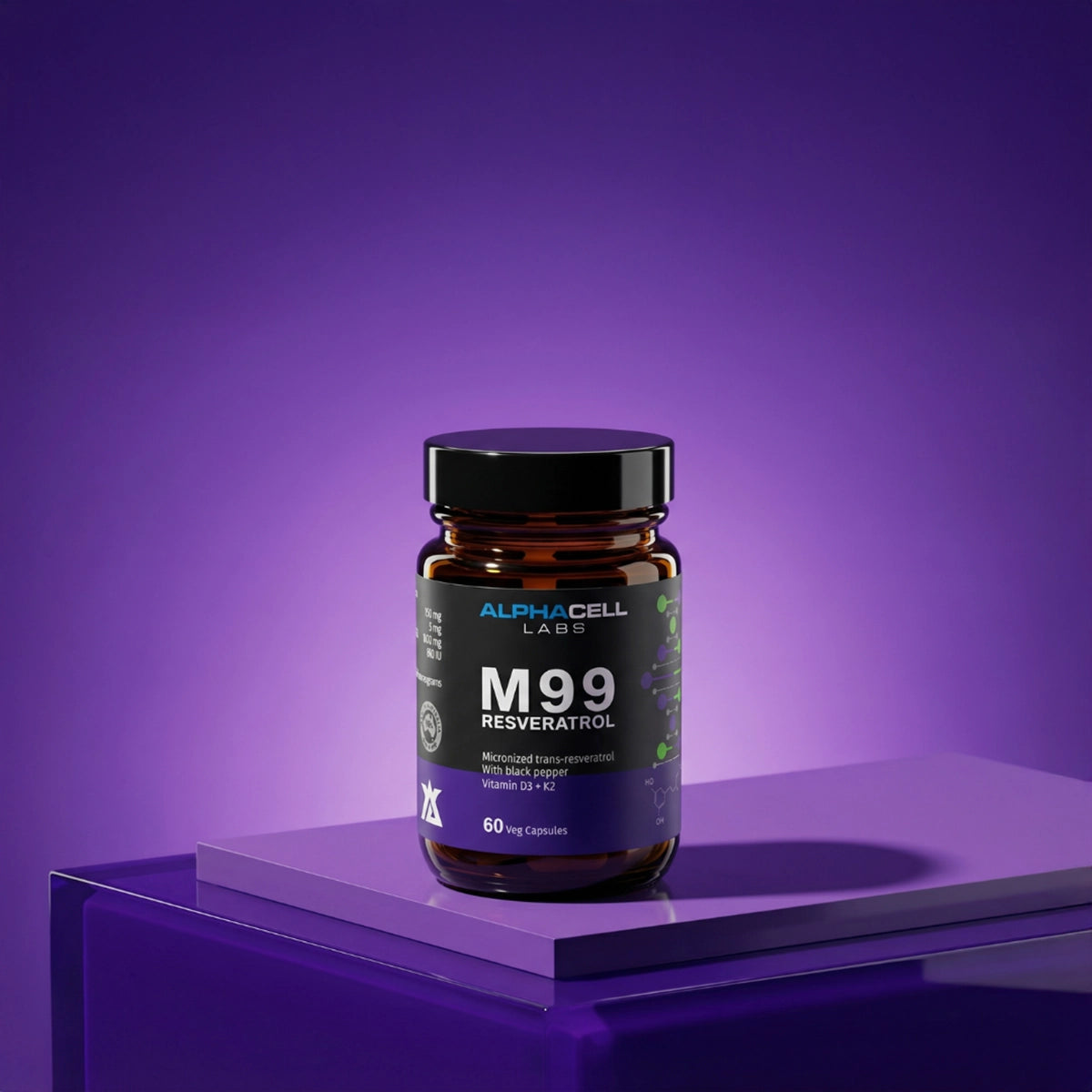 Micronized Resveratrol (99% Pure) Transresveratrol, With Black Pepper, D3 and K2