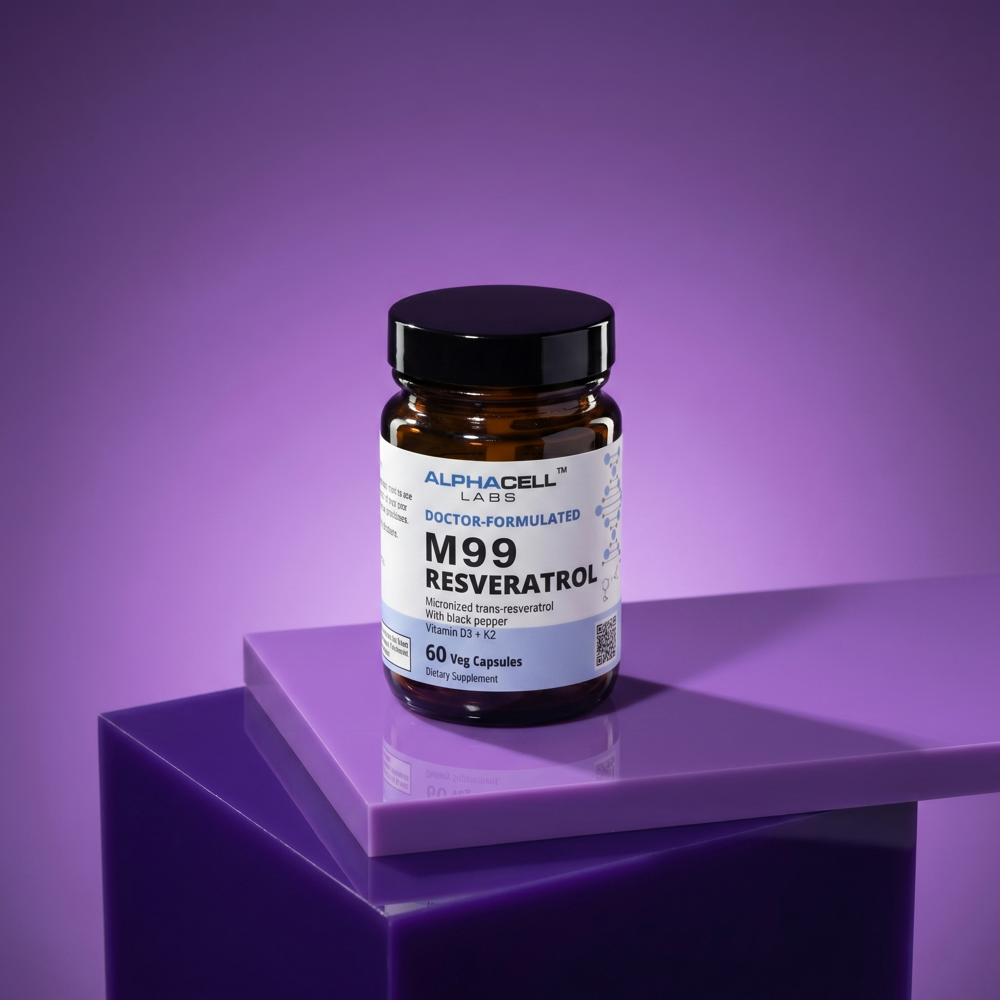 Micronized Resveratrol (99% Pure) Transresveratrol, With Black Pepper, D3 and K2